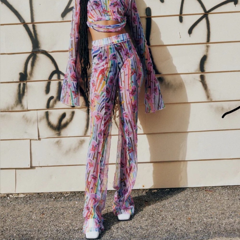 Mindful Pigs, psychedelic rainbow flare bottoms